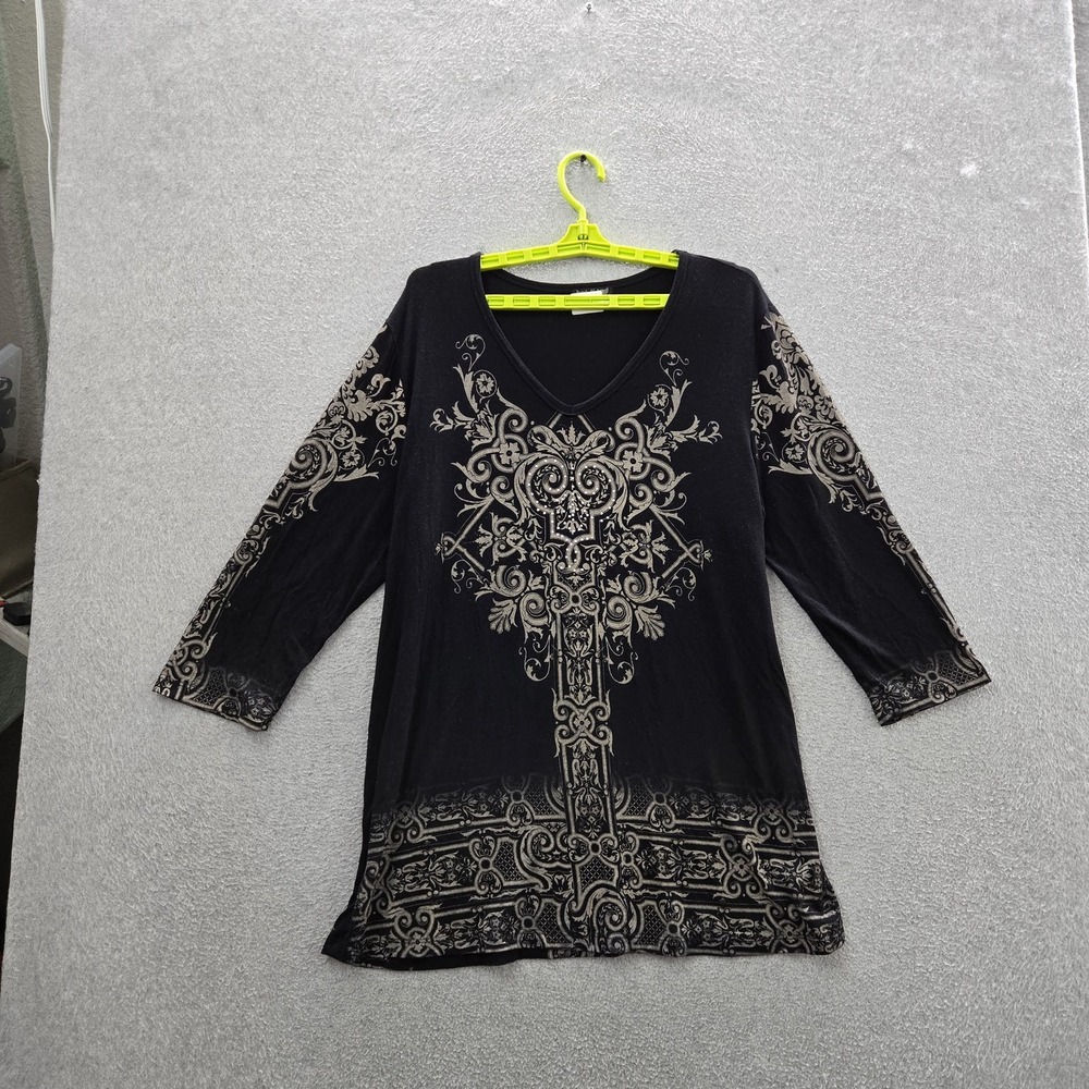 Vanilla Sugar Women Tunic  1X Black Cross Rhinestone Y2K Goth Fairy Grunge